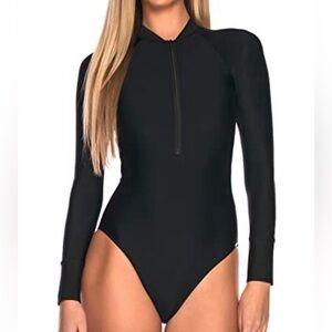 RELLECIGA Women's One Piece Swimsuits Long Sleeve Rash Guard NWT
